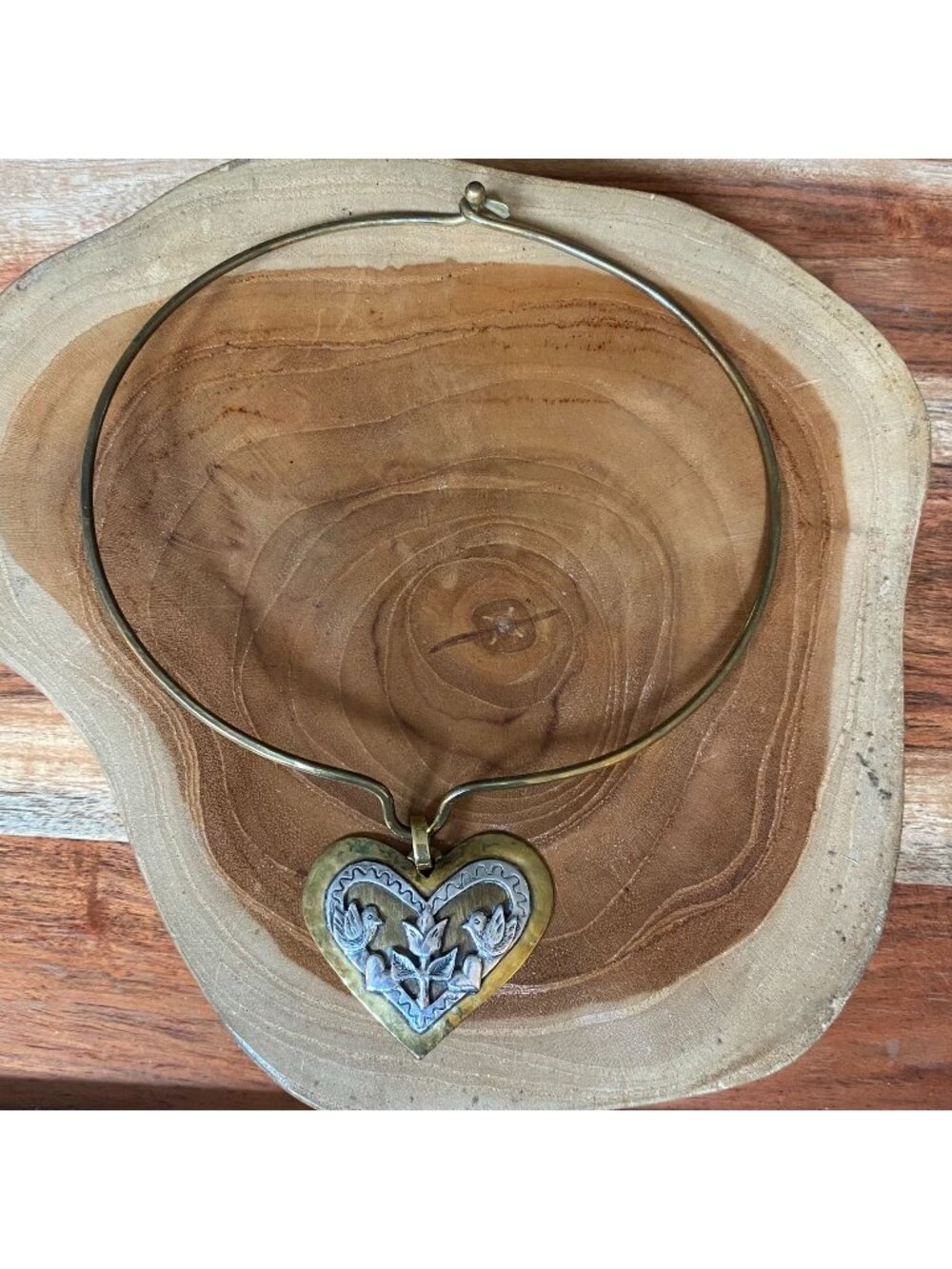 Jeep Collins Heart Necklace, Sterling Silver & Brass